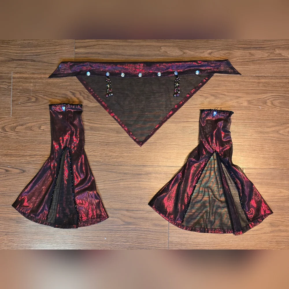 Eman Zaki Professional 7-Piece Bellydance Costume Beledi Saidi Flare Pants OOAK - Picture 11 of 16